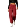 thumbnail image 4 of VV AVEORS Womens Wide Leg Sweatpants Cozy Casual Jogger Pants Baggy Elastic High Waisted Athletic Yoga Pants With Pockets Wine XL, 4 of 7