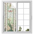 thumbnail image 2 of Butterfly Flowers Window Privacy Film, Vintage Stained Glass Green Spring Static Cling UV Sun Blocking Tint Film Heat Control Windows Films for Bedroom Bathroom, Window Stickers 23.6"x59", 2 of 8
