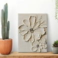 thumbnail image 2 of White Textured Flower Canvas Wall Art, Neutral Floral Abstract Print, Modern Minimalist Flower Artwork, Black and White Botanical Wall Decor for Living Room Bedroom, 2 of 7
