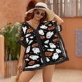 thumbnail image 2 of Black Halloween Background with Pumpkin Women's Swimsuit Coverup Summer Beach Cover Up Bathing Suit Dress, 2 of 6