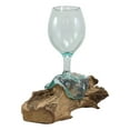 thumbnail image 5 of Balinese Handicraft Natural Driftwood Root With Molten Hand Blown Wine Glass, 5 of 8