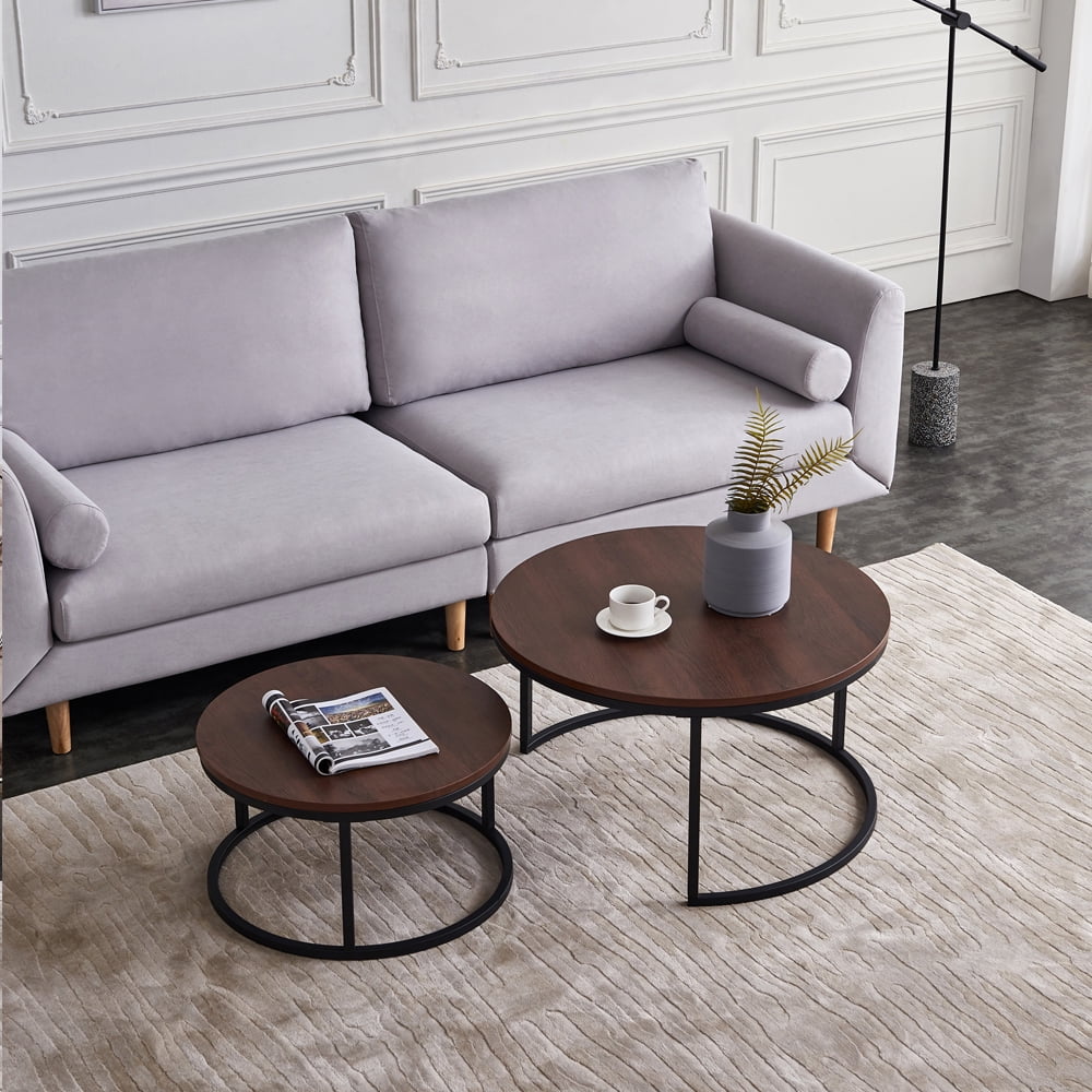 Kepooman Modern Round Nesting Coffee Tables Set of 2, 32" Wooden Side End Table for Living Room Small Space Kepooman Modern Round Nesting Coffee Tables Set of 2, 32" Wooden Side End Table for Living Room Small Space