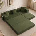 thumbnail image 3 of Timbernest 108" Modular L-Shaped Corduroy Couch for Living Room, Convertible Sectional Sofa with Cup Holders and Side Pockets, Green, 3 of 7