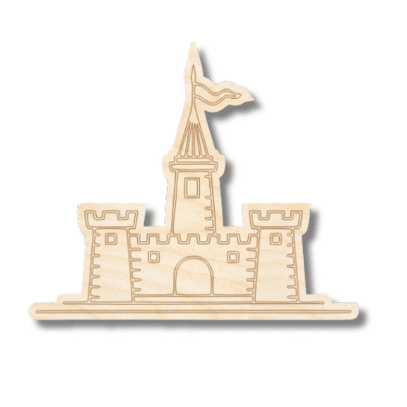 Unfinished Wood Etched Sandcastle Shape 20" / 1/4"