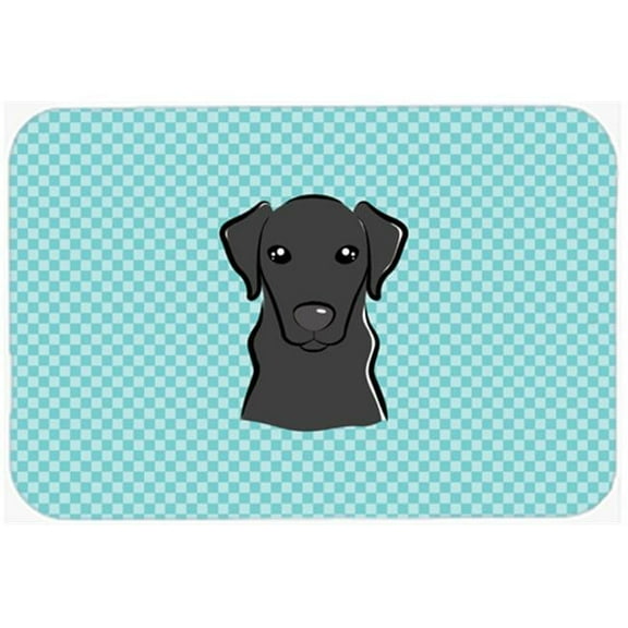 Checkerboard Blue Black Labrador Mouse Pad, Hot Pad Or Trivet, 7.75 x 9.25 In.