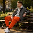 thumbnail image 5 of Mens Sweatpants Stylish Elastic Waist Drawstring Cuffed Jogging Pants Loose Lounge Casual Sweat Pants for Outdoor Sports with Pockets Saffron S, 5 of 7