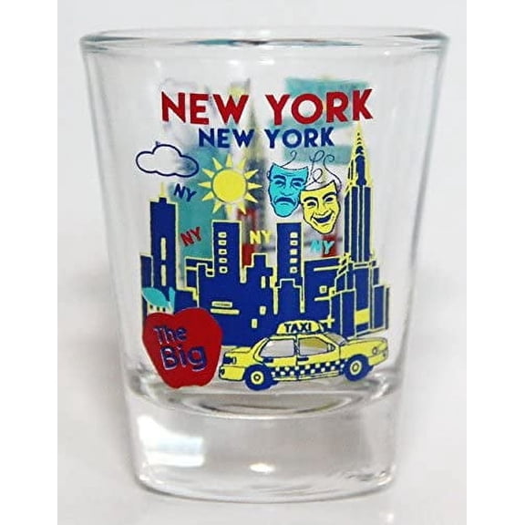 New York Landmarks and Icons Collage Shot Glass