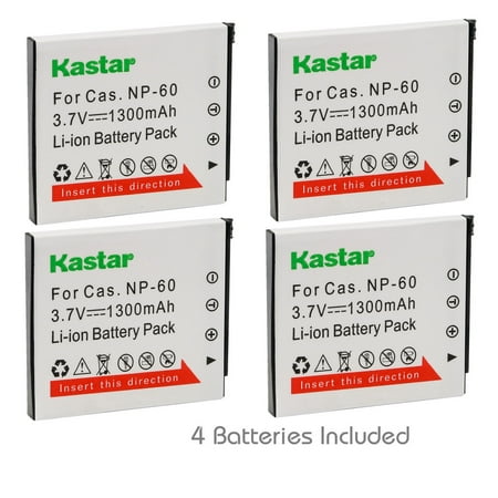 Image of Kastar 4-Pack Battery CNP-60 Replacement for Casio Exilim Zoom EX-Z29BK Exilim Zoom EX-Z29PE Exilim Zoom EX-Z29PK Exilim Zoom EX-Z29SR Exilim Zoom EX-Z80 Exilim Zoom EX-Z80BE Camera