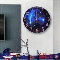 Diamond Large Wall Clock Blue Round Interior Modern Decorative Silent Wall Clock