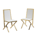 thumbnail image 4 of Tcbosik Upholstered Dining Chairs Set of 2, Modern Kitchen Chair with Metal Legs, Easy Assembly, White+Gold, 4 of 9