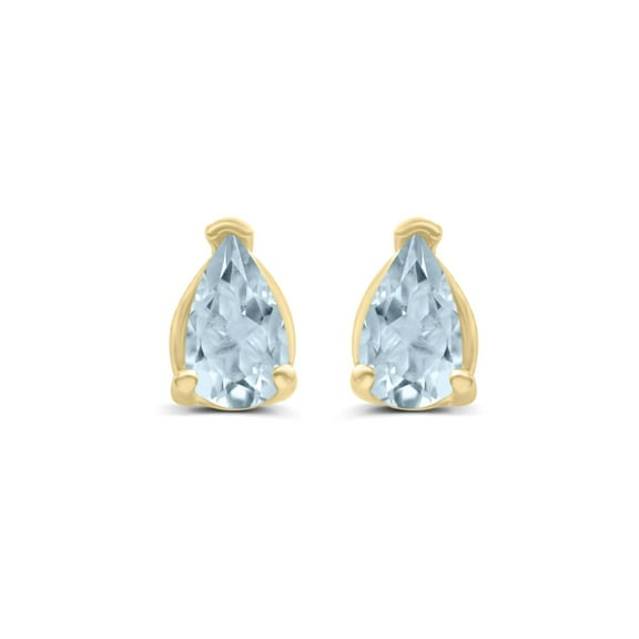 TimeLess Classics Pear Shape Aquamarine Stud Earrings in 14K Yellow Gold - 5x3MM
