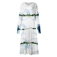 thumbnail image 4 of Women's Autumn Winter Casual Fashion V-Neck Long-sleeved Gradient (Floral) Print Long Dress, Blue, Size XXL, 4 of 4