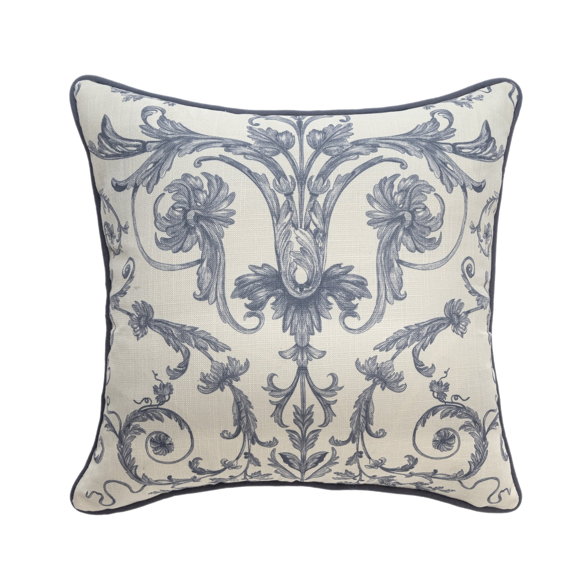 Harlow Hill Alton 20" x 20" Blue/Ivory Damask Recycled P.E.T. Decorative Throw Pillow
