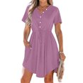 thumbnail image 2 of WRKEKC Liquidation d'Été! Robes d'Été pour Femmes 2025, Robes Décontractées pour Femmes, Robe d'Été Décontractée Col en V Manches Courtes Robes à Cordon avec Poches, 2 of 8