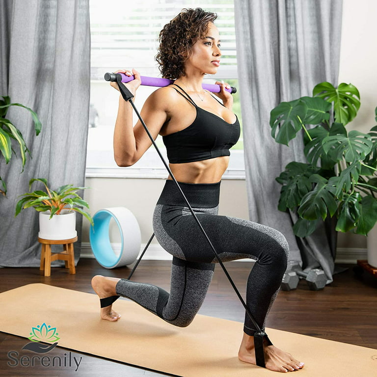 Serenily Pilates Bar Kit with Resistance Bands - Exercise Fitness