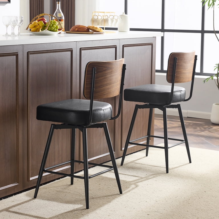Zimtown Mid-Century Swivel Bar Stools Set Of 2, Brown photo 7