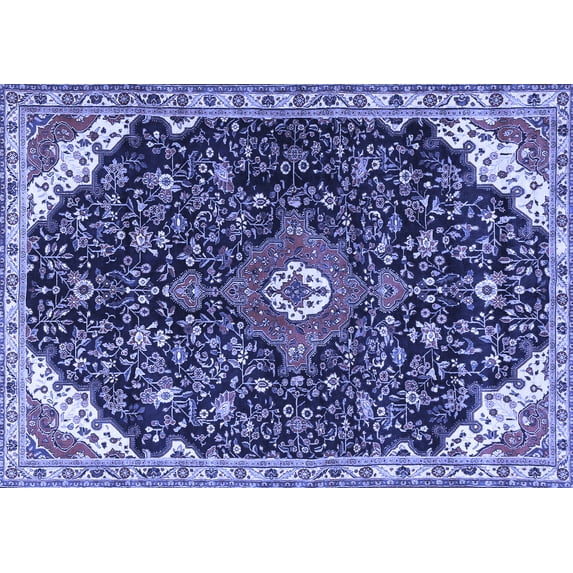 Ahgly Company Indoor Rectangle Medallion Blue Traditional Area Rugs, 6' x 9'