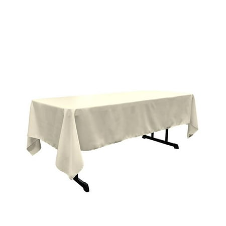 LA Linen TCpop60x120-IvoryP25 Polyester Poplin Rectangular Tablecloth, Ivory - 60 x 120