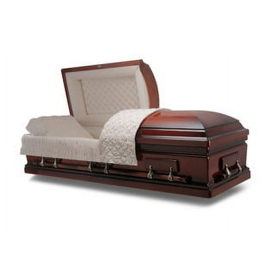 Overnight Caskets Royal Poplar Funeral Casket with Cream Velvet Interior - Solid Poplar Wood