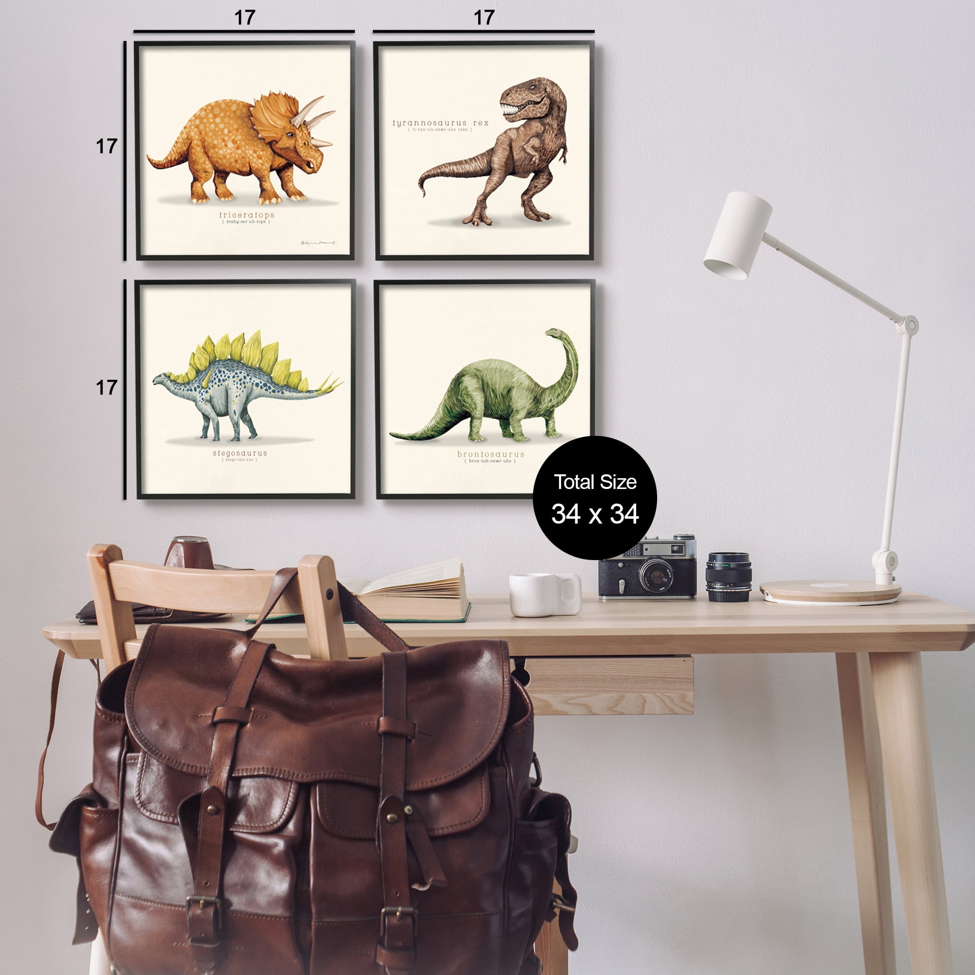 Stupell Educational Dinosaurs Scientific Species Animals & Insects Painting Black Framed Art Print Wall Art, Set of 4