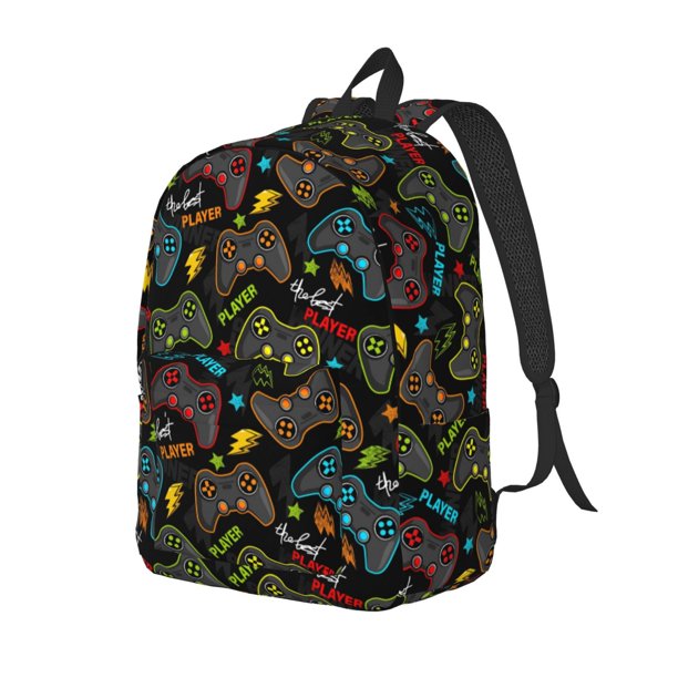 Balery Play Game3 Mochila Clásica Impresa Básica para Viaje, Mochila Escolar Resistente al Agua, Mochila de Lona con Correas Ajustables-Medium