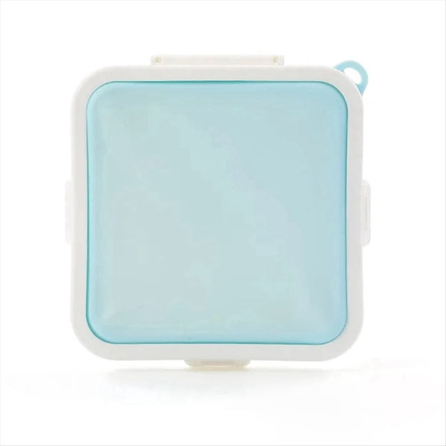 Caja de Almacenamiento PortáTil de Silicona para SáNdwiches de Microondas, Fiambreras para Desayuno Escolar Bento, Contenedor Reutilizable para Tostadas, Azul