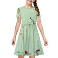 thumbnail image 5 of MKOSPLRT 4-14 Years Kids Skater Twirl Dresses Girls Short Sleeve Casual Floral Dress Cute Summer Beach A Line Dresses Kids Clothes, 5 of 8