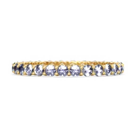 Full Eternity 3 Cts Tanzanite 925 Sterling Silver Gold Vermeil Stacking Bridal Women Mother's Day Gift Ring