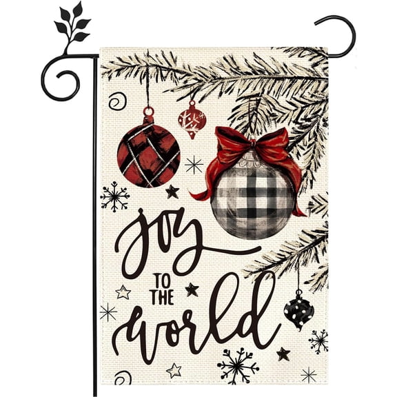 Joy To The World Merry Christmas Garden Flag 12x18 Inch Double Sided Burlap Home Winter Yard Outdoor Flag Decoration -B 12x18 inch