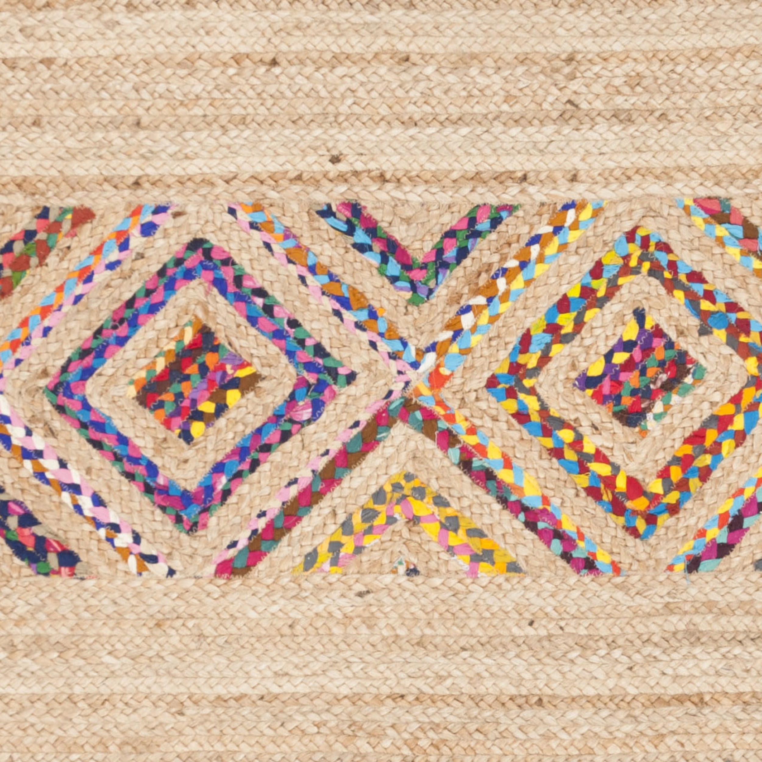 SAFAVIEH Natural Fiber Codie Geometric Braided Area Rug, Natural/Multi, 8' x 10'