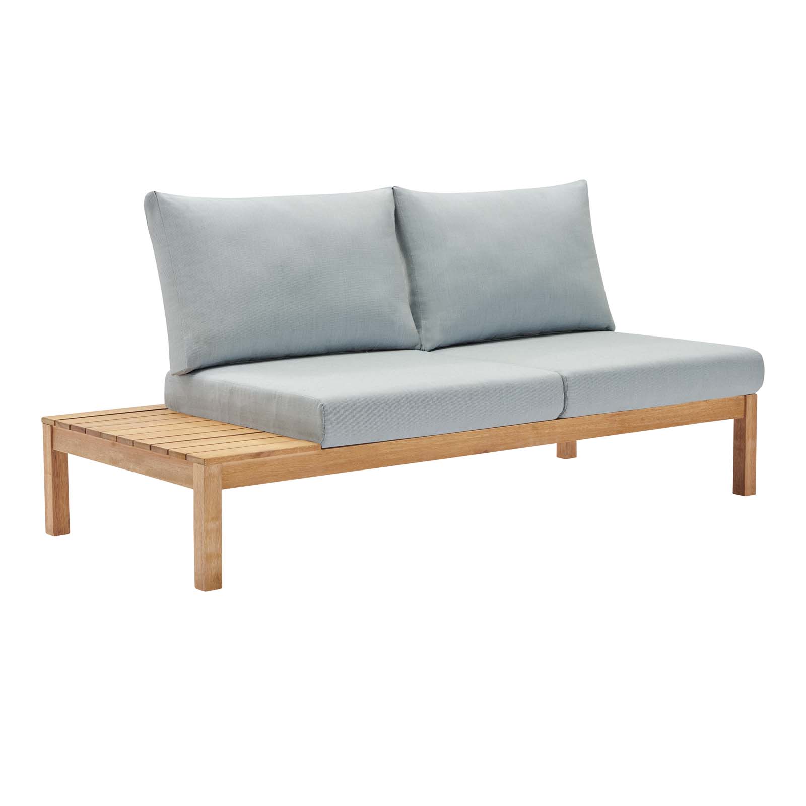 Modway Freeport Karri Wood Outdoor Patio Loveseat with Left-Facing Side End Table in Natural Light Blue - image 3 of 5