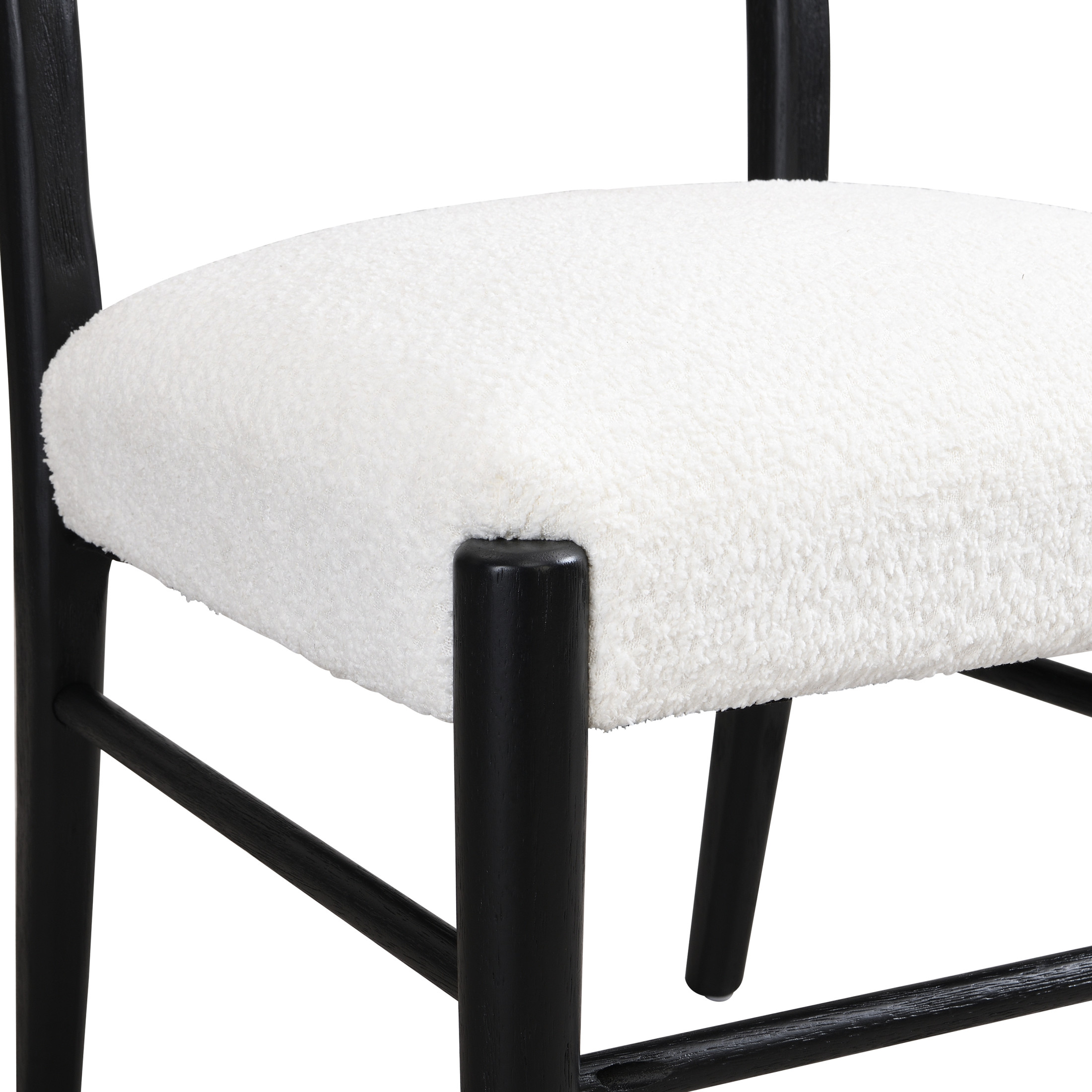 Farmhouse Upholstered Dining Chairs with Rubberwood Frame, Beige and Black - Set of 2