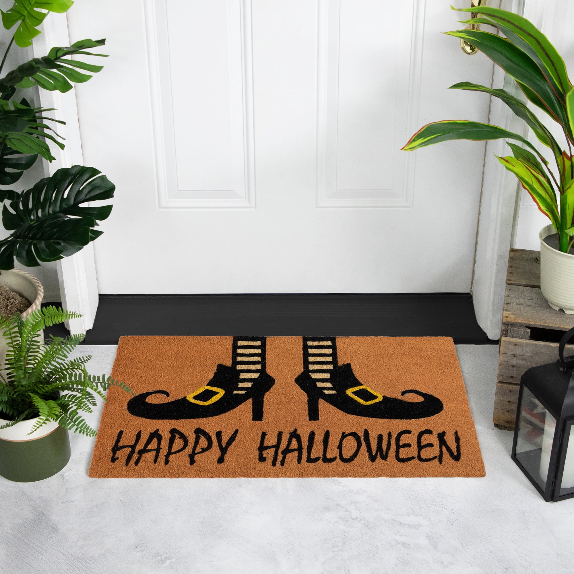 Happy Halloween and Wicked Witch Shoes Door Mat 18" x 30"