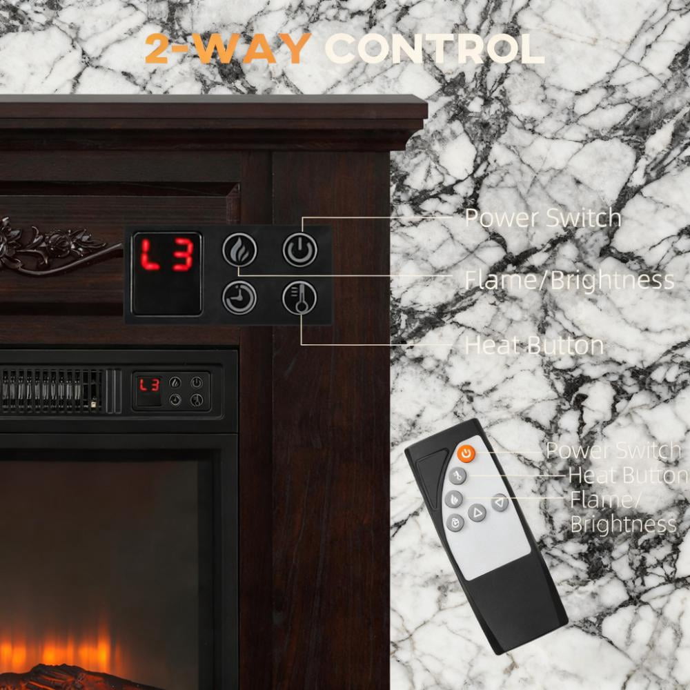 31" Electric Fireplace Mantel, Wood Entertainment Center with Electric Fireplace Heater and Remote Control, Elegant Tall TV Stand Suitable for Living Room, Bedroom