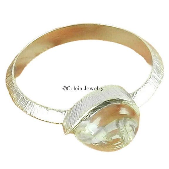 Natural Crystal Quartz Gemstone Ring, Solid 925 Sterling Silver Ring, Cool Ring, White Stone Ring, Pear Shape Ring, Delicate Ring, Solitaire Ring, Women Gift Ring (Crystal Quartz, 7)