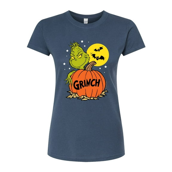 The Grinch - Grinch And Pumpkin - Juniors Fitted Graphic T-Shirt