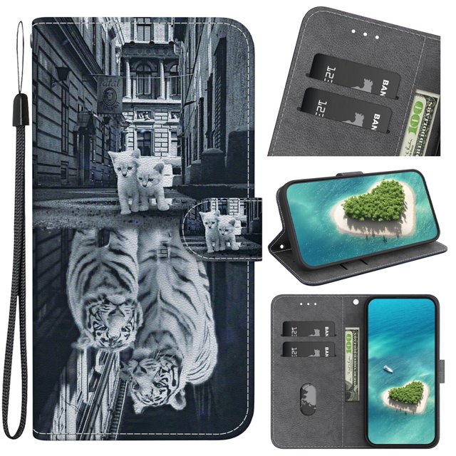 Compatible with Motorola Moto Edge 30 Neo Flower Painted PU Leather Wallet Case with Card Slots Cover