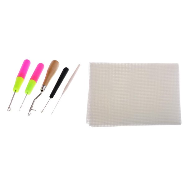 Material de Fabricación de Alfombras: Tela de Malla para Enganchar Alfombras + Herramienta de Gancho de Pestillo de 5 Piezas para Manualidades de Ganc Gloria Crochet Latch Hook Craft