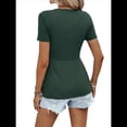 thumbnail image 3 of Camiseta de Verano para Mujer con Cuello en V, Volantes, Corta, Verde S, 3 of 7