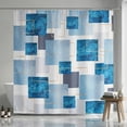 thumbnail image 2 of BSHAPPLUS® Modern Luxury Geometric Marble Shower Curtain, 72" x 72" Blue and Gold Abstract Square Shower Curtain, Waterproof Fabric with 12 Hooks, Contemporary Minimalist Bathroom Decor, 2 of 8