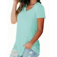 thumbnail image 5 of Liher Women Basic Tshirts Loose Fit Dressy Tops Short Sleeve V-Neck Blouse Green Summer Tee Clothes Size XXL, 5 of 6