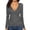 Grey, variant on Women's Wrap Ruched V Neck Slim Fit Long Sleeve Lined T Shirt Tunic Tops Tee Women Medium Shirts, Size S