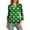 Dark Green, variant on Women's Summer Casual 3/4 Sleeve V-Neck Top, Cuffed Hem, St. Patrick's Day Print, Holiday Theme T-Shirt for Women,Gold 3XL
