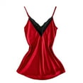 thumbnail image 1 of WZXFASHION Nuisette en Satin de Dentelle pour Femmes, Lingerie Col en V, Pyjama, Chemise de Nuit, sous-Vêtements Rouges G, 1 of 6