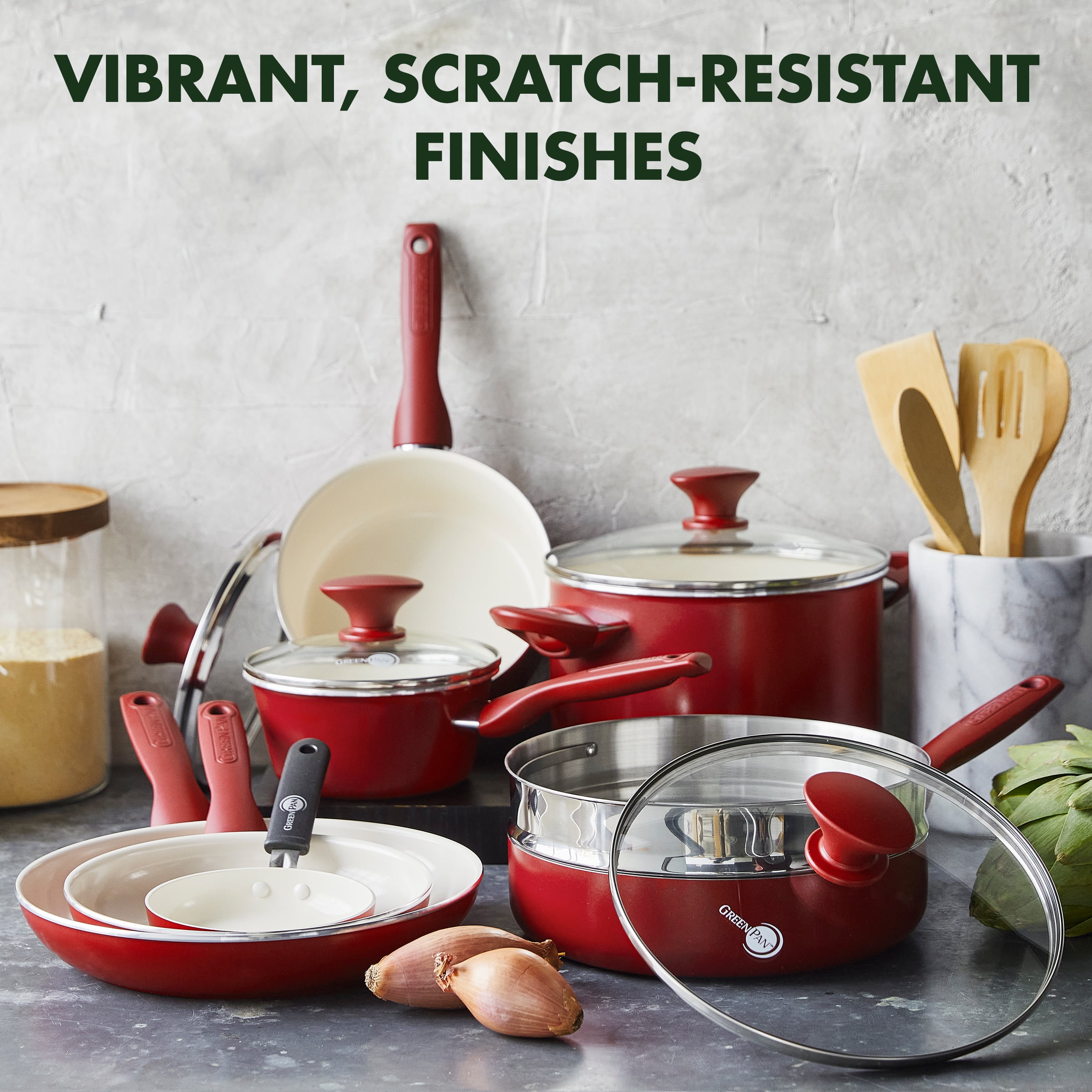  GreenPan Rio Healthy Ceramic Nonstick 16 Piece Cookware Pots  and Pans Set, PFAS-Free, Dishwasher Safe, Pink: Home & Kitchen