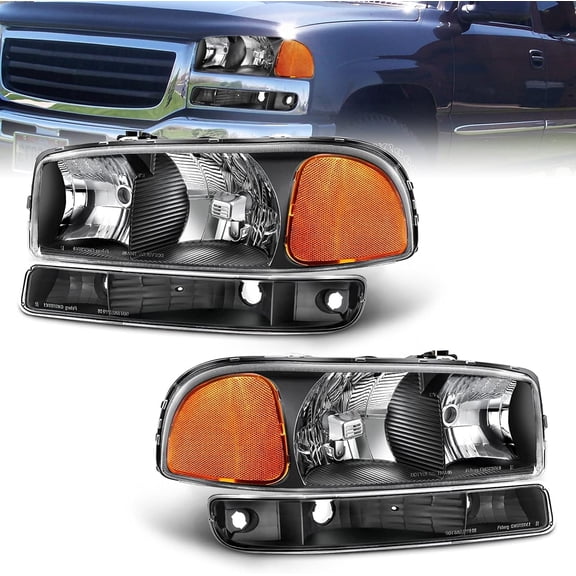 AS Headlights Compatible with 1999 2000 2001 2002 2003 2004 2005 2006 GMC Sierra 1500HD 2500HD/2007 1500 2500 3500 Classic / 00-06 Yukon 1500/2500XL (Except Denalii Model)