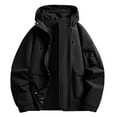 thumbnail image 2 of Donemore Unisex Solid Color Windbreaker Jacket - Waterproof Outdoor Zippered Pockets with Drawstring Long Sleeve Hooded Design for Casual Wear, 2 of 3