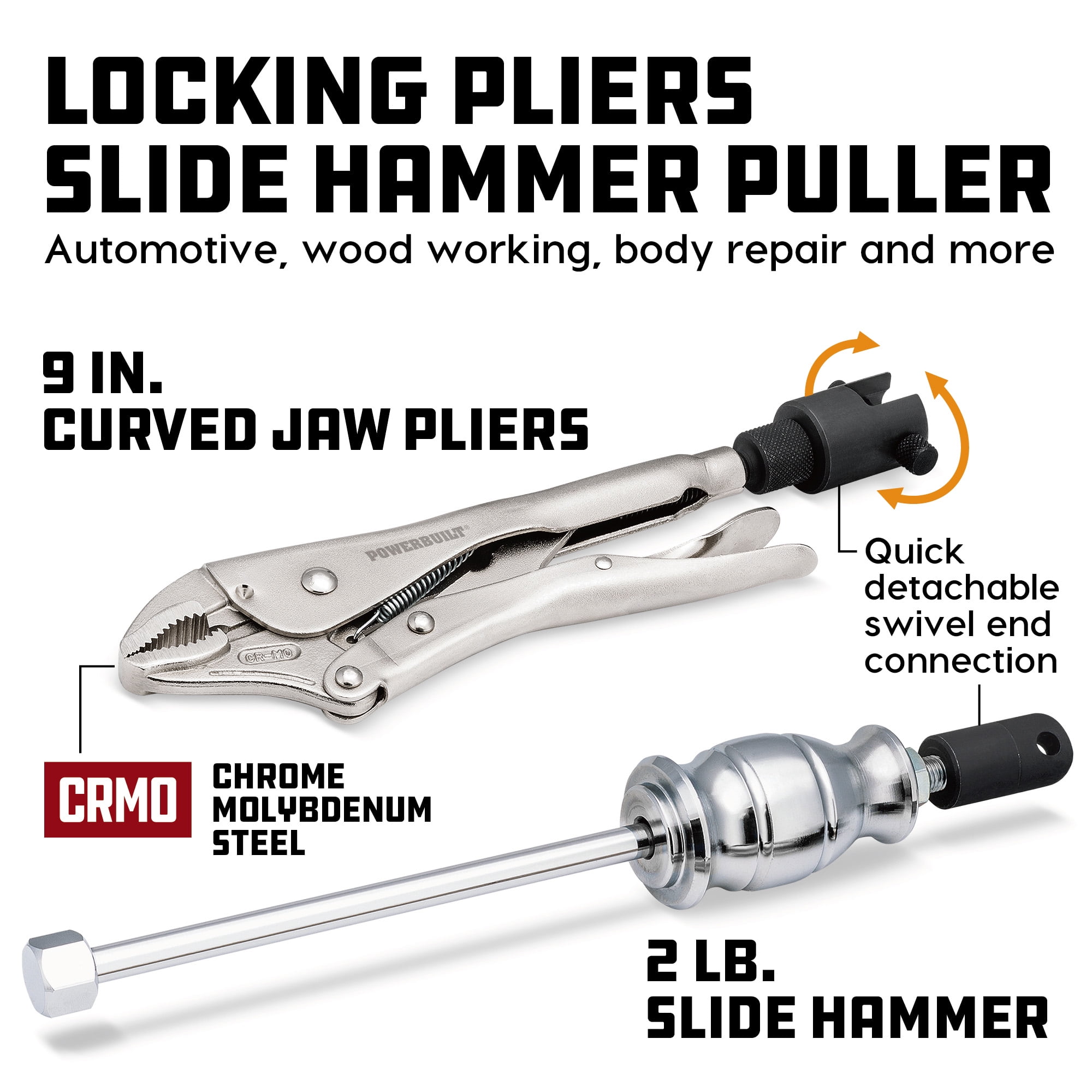 Powerbuilt Locking Pliers Slide Hammer Puller - 645044M