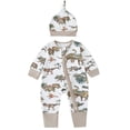 thumbnail image 2 of WIBACKER Convertible Footie Pajamas for Newborn Baby Boys Viscose from Bamboo Dinosaur Infant Sleepers with Hat 2-Way Zipper PJs 3-6M, 2 of 12