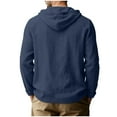 thumbnail image 6 of Xcmzpl Linen Hoodies for Men Long Sleeve Button up Pullover Tops Solid Raglan Shirts Lightweight Summer Blouses Camisetas, 6 of 8